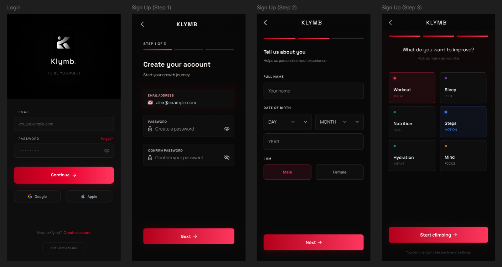 Onboarding Pages