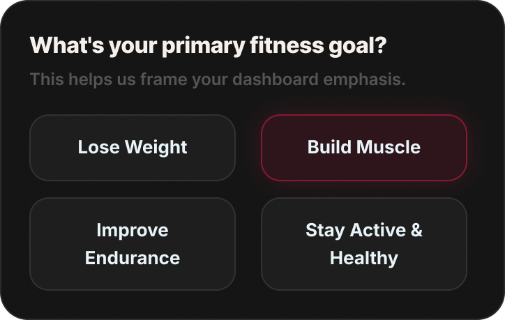 Fitness-goal selection card