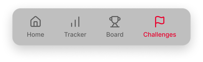 Bottom navigation — Challenges active