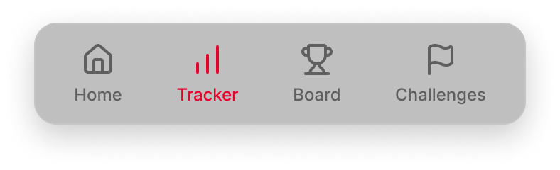 Bottom navigation — Tracker active