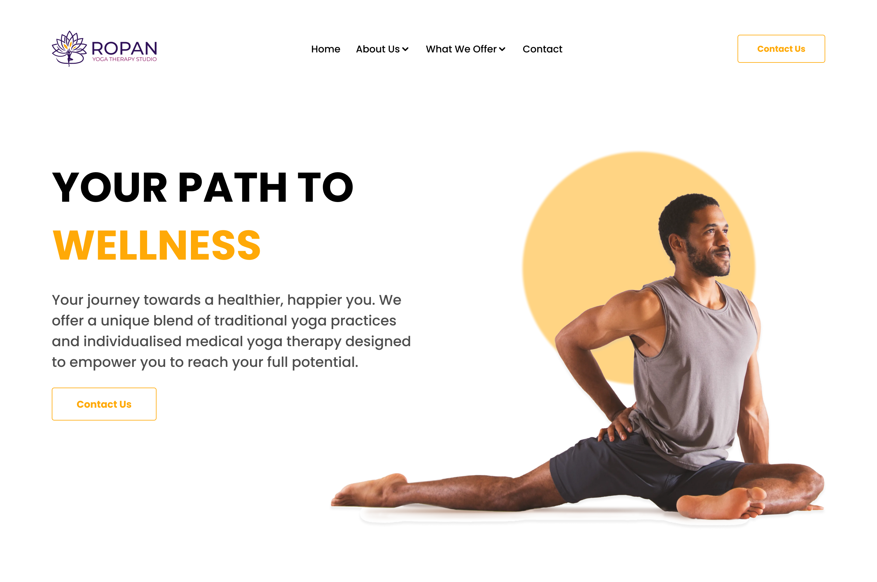 ROPAN Yoga Studio landing page — hero section