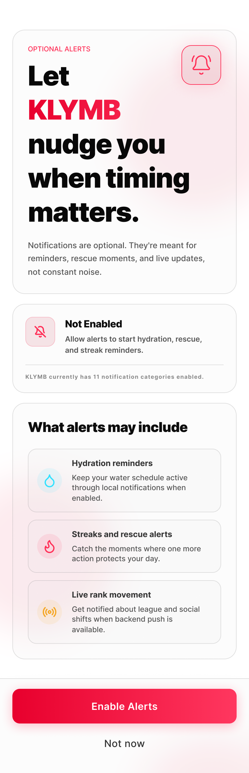 Enable notifications screen, light theme — the same layout explored in a light palette